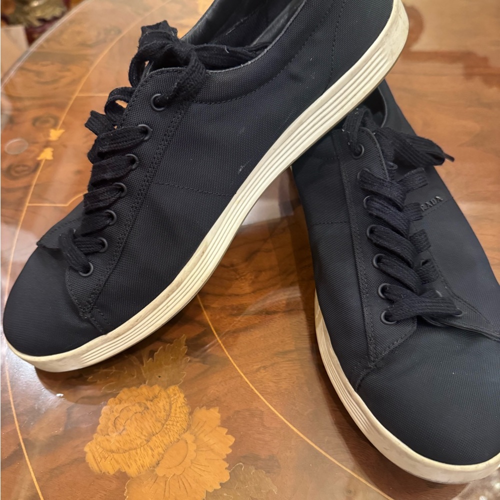 Prada Black Low-Top Sneakers with White Soles
